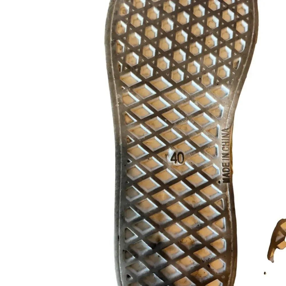 White Women's Lace up Sneakers Size 40 Gold Accents